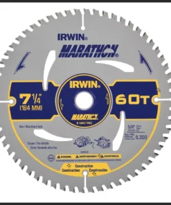 IRWIN Circular Saw Blades Irwin Marathon Small Diameter Saw Blades Marathon 7-1/4-in 60-Tooth Tungsten Carbide-tipped Steel Circular Saw Blade